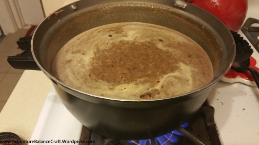 low fat vegan black bean soup in stock pot